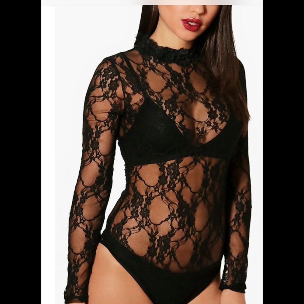 Black lace body suit
